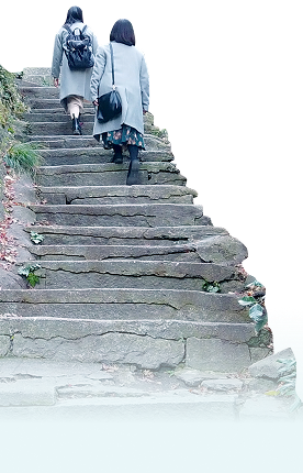 坂道を登っている写真です